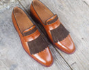New Handmade Men's Brown Leather Suede Fringes Loafer, Men Dress Formal Shoes