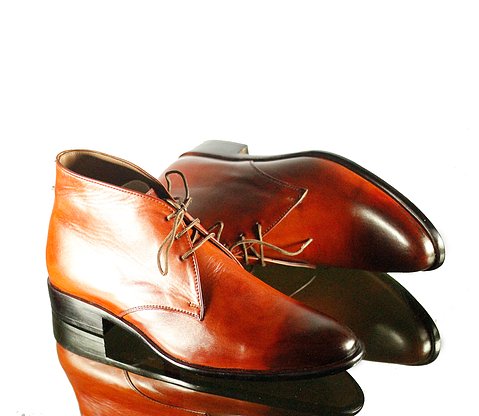 Handmade Men's Burgundy Leather Chukka Lace Up Boots, Men Ankle Boots, Men Fashion Boots