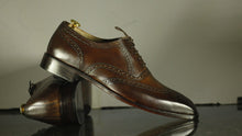 Load image into Gallery viewer, New Handmade Men&#39;s Brown Leather Wing Tip Brogue Lace Up Shoes, Men Dress Formal Shoes