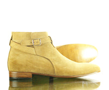 Load image into Gallery viewer, New Handmade Men&#39;s Beige Suede Jodhpur Strap Boots, Men Ankle Boots, Men Fashion Boots
