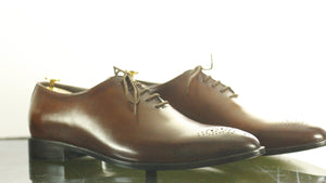 New Handmade Men's Brown Leather Brogue Toe Lace Up Shoes, Men Dress Formal Shoes