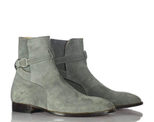 Load image into Gallery viewer, New Handmade Men&#39;s Gray Suede Jodhpur Strap Boots, Men Ankle Boots, Men Fashion Boots