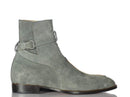 New Handmade Men's Gray Suede Jodhpur Strap Boots, Men Ankle Boots, Men Fashion Boots