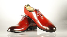 Load image into Gallery viewer, Awesome Handmade Men&#39;s Burgundy Leather Brogue Toe Lace Up Shoes, Men Dress Formal Shoes