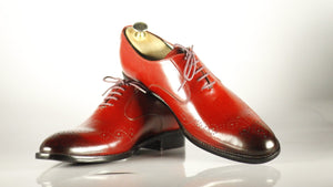 Awesome Handmade Men's Burgundy Leather Brogue Toe Lace Up Shoes, Men Dress Formal Shoes