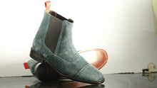 Load image into Gallery viewer, New Handmade Men&#39;s Gray Suede Cap Toe Chelsea Boots, Men Ankle Boots, Men Fashion Boots