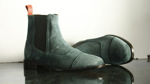New Handmade Men's Gray Suede Cap Toe Chelsea Boots, Men Ankle Boots, Men Fashion Boots