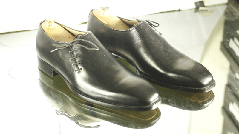 Elegant Handmade Men's Black Leather Side Lace Up Shoes, Men Dress Formal Shoes