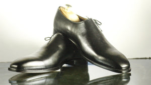 Elegant Handmade Men's Black Leather Side Lace Up Shoes, Men Dress Formal Shoes