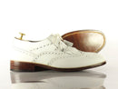 Handmade Men's White Leather Wing Tip Brogue Shoes, Men Fringes Dress Formal Shoes