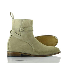 Load image into Gallery viewer, New Handmade Men&#39;s Beige Suede Jodhpur Strap Boots, Men Ankle Boots, Men Fashion Boots