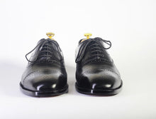 Load image into Gallery viewer, Handmade Men&#39;s Black Leather Cap Toe Brogue Lace Up Shoes, Men Dress Formal Shoes