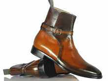 Load image into Gallery viewer, Handmade Men&#39;s Two Tone Brown Leather Jodhpur Boots, Men Ankle Boots, Men Fashion Boots