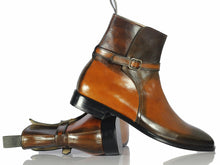 Load image into Gallery viewer, Handmade Men&#39;s Two Tone Brown Leather Jodhpur Boots, Men Ankle Boots, Men Fashion Boots