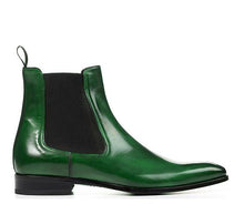 Load image into Gallery viewer, Handmade Men&#39;s Green Leather Chelsea Boots, Men Fashion Ankle Boots, Men Designer Boots