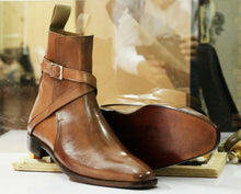 Load image into Gallery viewer, Beautiful Handmade Men&#39;s Brown Leather Jodhpur Boots, Men Ankle Boots, Men Fashion Boots