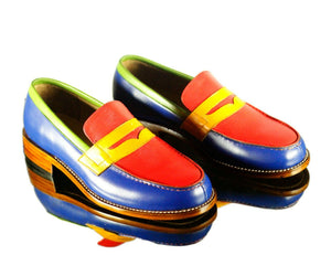 Handmade Men's Multicolor Leather Slipper Party Loafer Shoes, Men Dress Moccasin Shoes