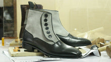 Load image into Gallery viewer, Latest Handmade Men&#39;s Black Gray Leather Suede Boots, Men Ankle Boots, Men Fashion Boots