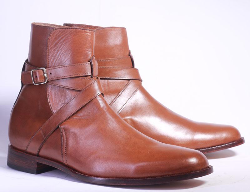 Stylish Handmade Men's Brown Leather Jodhpur Strap Boots, Men Ankle Boots, Men Fashion Boots