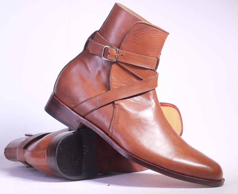 Stylish Handmade Men's Brown Leather Jodhpur Strap Boots, Men Ankle Boots, Men Fashion Boots