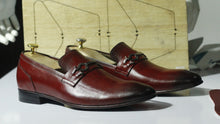 Load image into Gallery viewer, Elegant Handmade Men&#39;s Burgundy Leather Slipper Loafer Shoes, Men Dress Moccasin Shoes