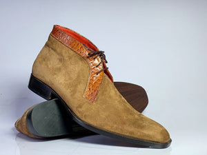 Handmade Men's Brown Suede Stylish Dress Chukka Boots, Men Ankle Boots, Men Fashion Boots