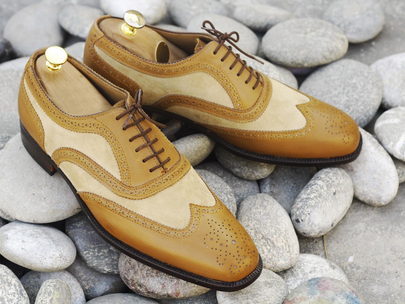 Handmade Men brown Oxfords Formal shoes Men brogue dress shoes Leather  shoes men