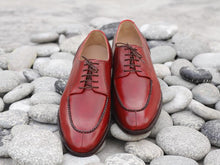 Load image into Gallery viewer, Elegant Handmade Men&#39;s Red Leather Split Toe Lace Up Shoes, Men Dress Formal Shoes