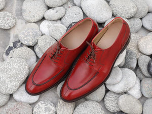 Elegant Handmade Men's Red Leather Split Toe Lace Up Shoes, Men Dress Formal Shoes