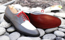 Awesome Handmade Men's Gray White Leather Shoes, Men Lace up Designer Dress Formal Shoes