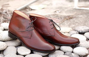 Awesome Handmade Men's Leather Burgundy Ankle Boots, Men's Dress Chukka Lace Up Boots, Men Designer Boots