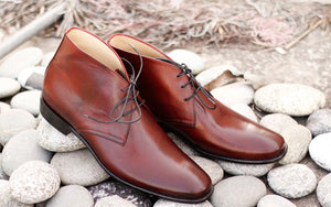 Awesome Handmade Men's Leather Burgundy Ankle Boots, Men's Dress Chukka Lace Up Boots, Men Designer Boots