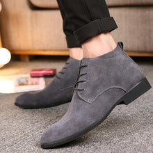 Load image into Gallery viewer, Elegant Handmade Gray Color Suede Boots, Men&#39;s Fashion Chukka Lace Up Boots - theleathersouq