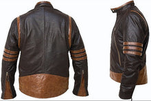 Load image into Gallery viewer, X-Men Origins Wolverine Black &amp; Brown Leather Jacket, Men&#39;s Leather Jacket - theleathersouq