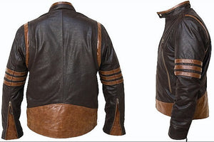 X-Men Origins Wolverine Black & Brown Leather Jacket, Men's Leather Jacket - theleathersouq