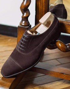 Stylish Men Handmade suede Chocolate Brown shoes, men's oxford shoes,formal shoes, men dress shoes - theleathersouq