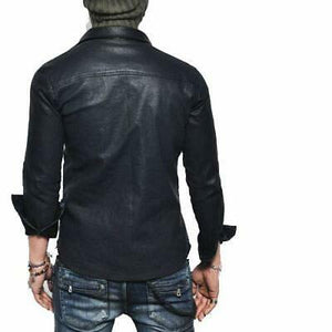 New Men's Real Lambskin Genuine Leather Shirt, Stylish Biker Shirt for men - theleathersouq