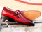 Awesome Handmade Pure Leather & Suede Burgundy Color Double Monk Strap Brogue Toe Shoes, Men Dress Formal Shoes