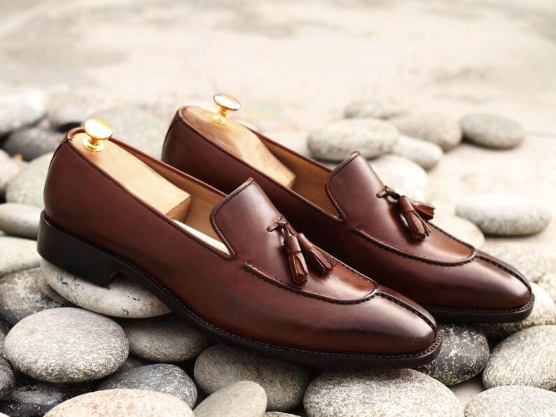 Awesome Handmade Men's Brown Leather Split Toe Tassel Loafers, Men Dre –  theleathersouq