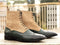 New Handmade Men's Black Leather Beige Suede Wing Tip Boots, Men Ankle Boots, Men Fashion Boots