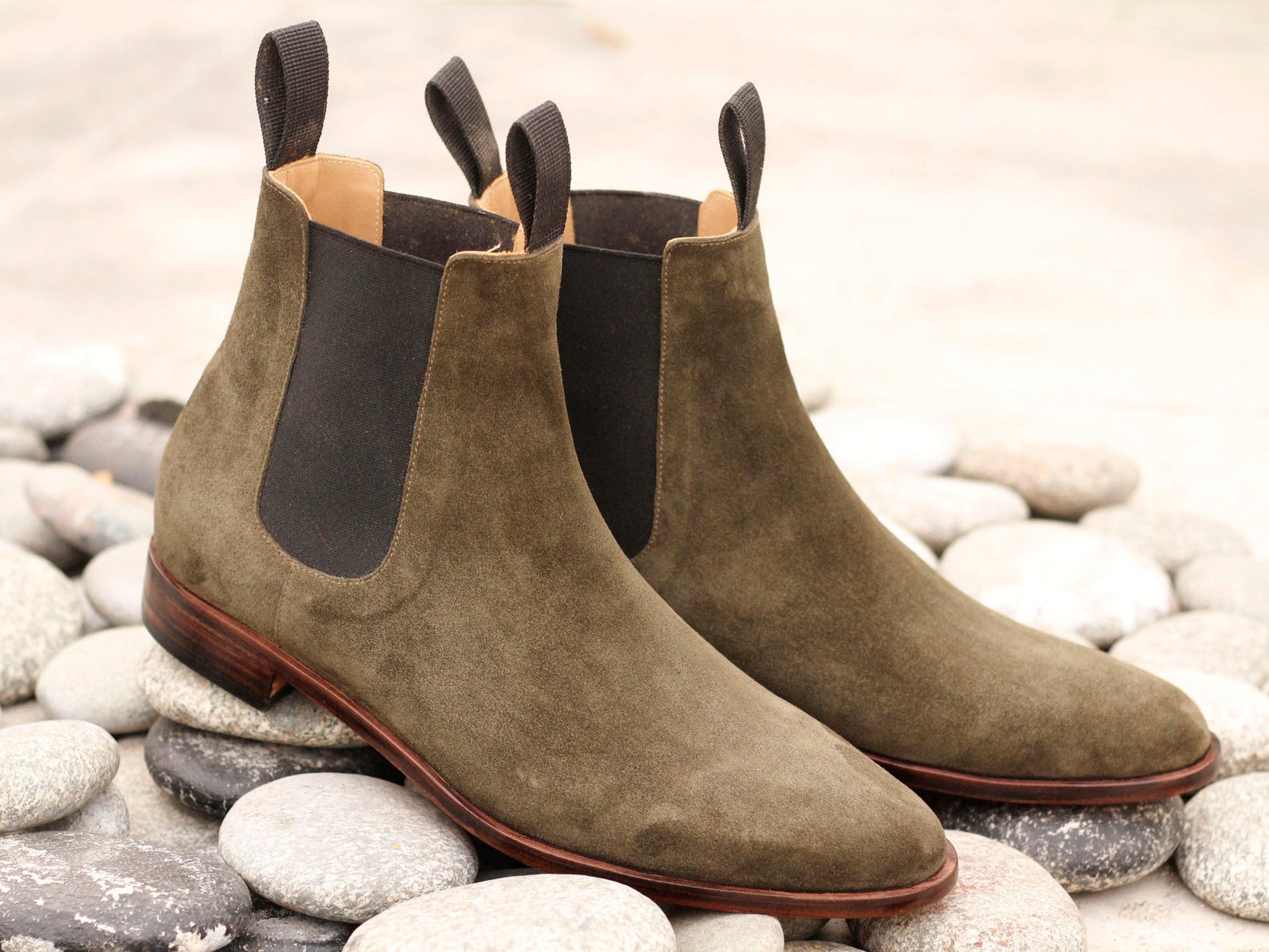Handmade Men Brown Suede Chelsea Boots, Mens Suede Ankle Boots, Mens Boots