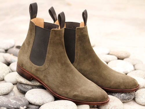 Awesome Handmade Men's Brown Suede Chelsea Boots, Men Ankle Boots, Men Designer Boots