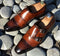 Awesome Handmade Men's Brown Leather Double Monk Strap Shoes, Men Cap Toe Goodyear Welted Dress Formal Shoes