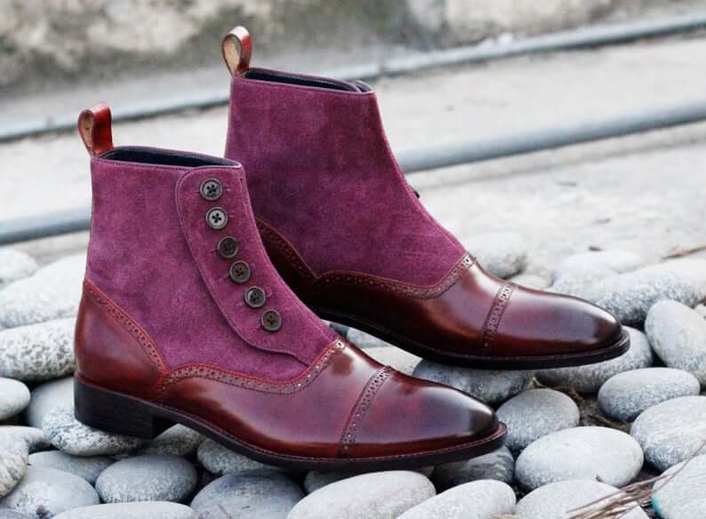 Handmade Men's burgundy color Leather Chelsea Boots ,Men Ankle