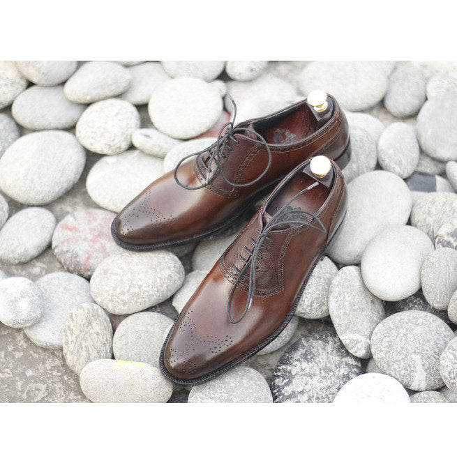 Awesome Handmade Men's Brown Leather Brogue Toe American Luxury Shoes, Men Dress Formal Lace Up Shoes
