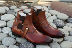 New Handmade Men's Brown Leather Boots, Men Fashion Ankle Boots