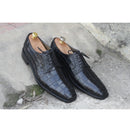 Awesome Handmade Men's Black Alligator Textured Leather Shoes, Men Dress Formal Lace Up Shoes