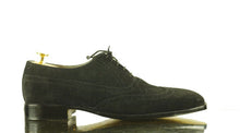 Load image into Gallery viewer, Awesome Handmade Men&#39;s Green Suede Wing Tip Brogue Shoes, Men Dress Formal Lace Up Shoes