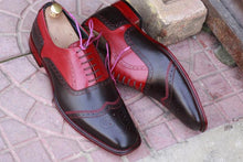 Load image into Gallery viewer, Awesome Handmade Men&#39;s Red Brown Leather Wing Tip Brogue Shoes, Men Dress Formal Lace Up Shoes