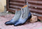 Stylish Men's Handmade Gray Leather Suede Wing Tip Button Boots, Men Fashion Ankle Boots